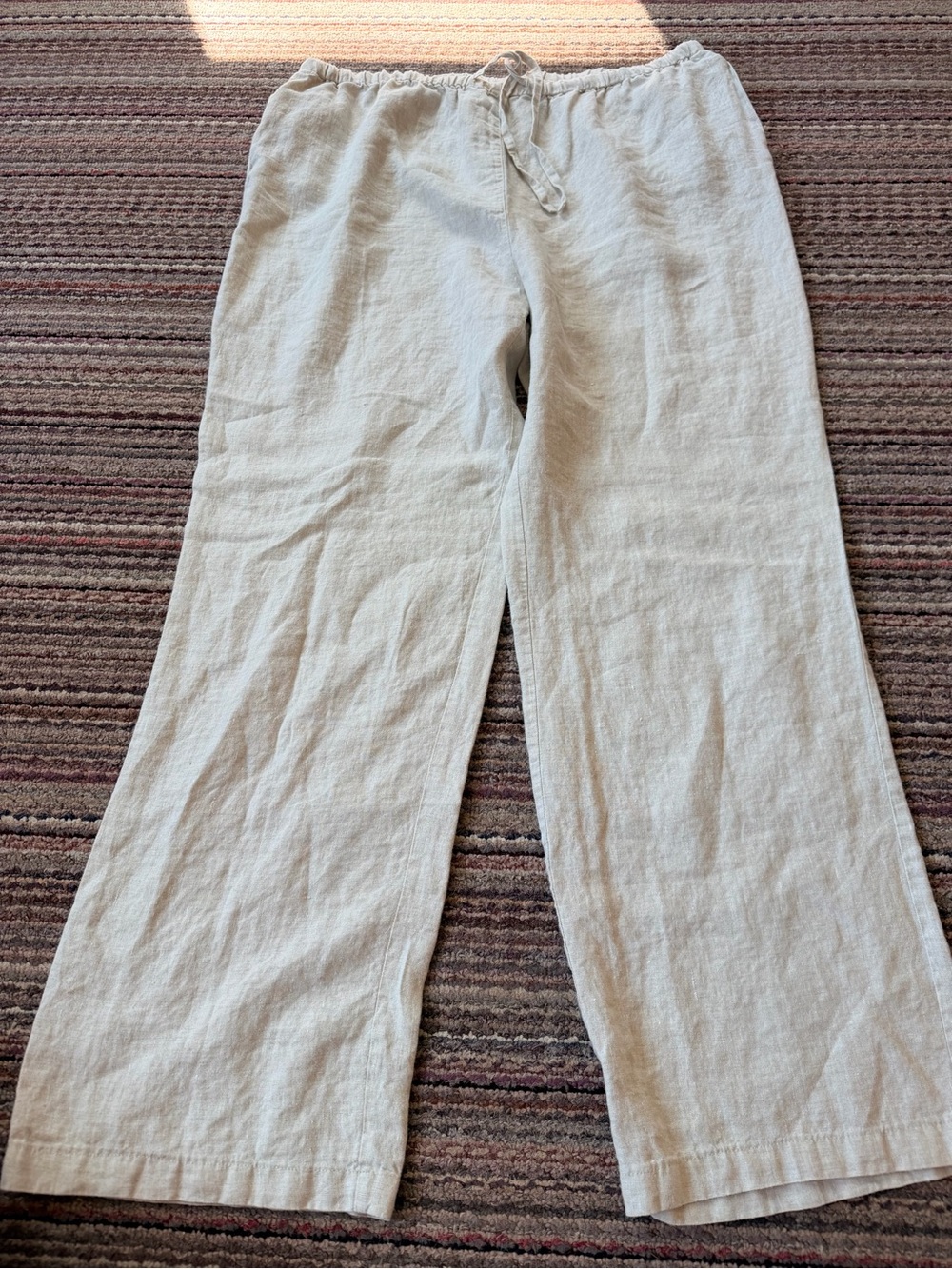 Tall Girl 100% Linen Wide Leg Pants | Natural Beige | Size L